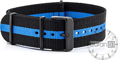   Watch Band Nylon schwarz/blau with Dornschließe, without  stitching 