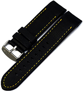  Anchar leather bracelet / 24 mm / black / yellow 