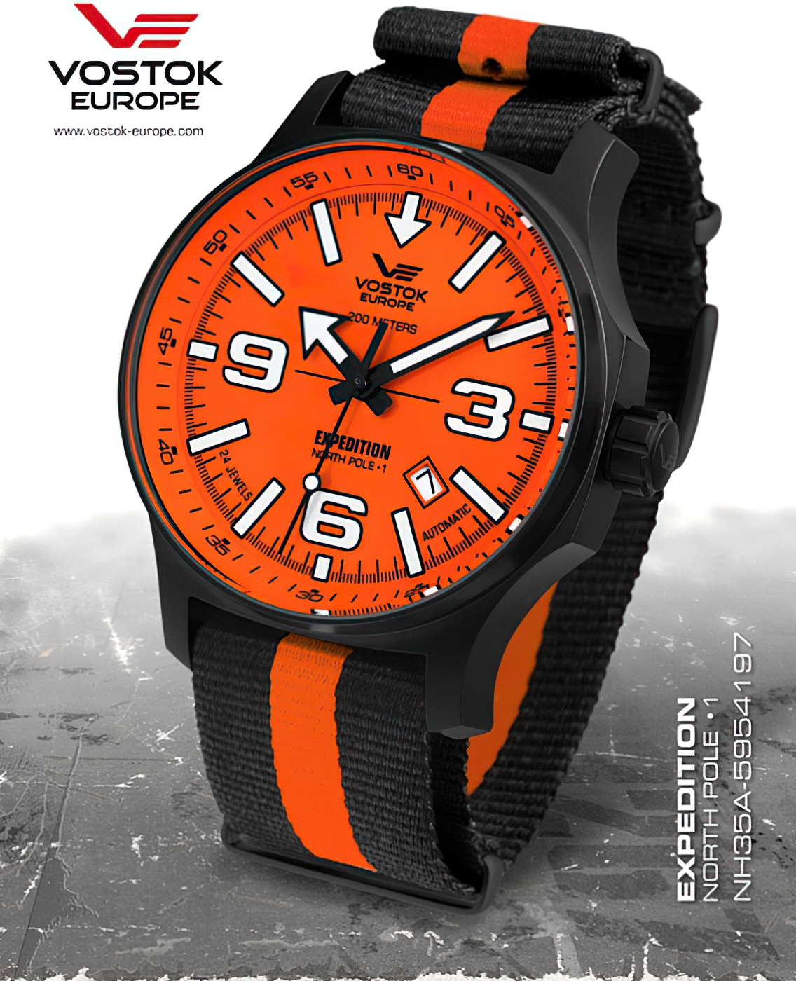  Vostok Europe Expedition Nordpol 1 Automatik schwarz/orange 