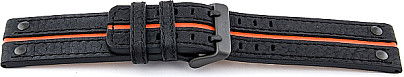   Uhrenarmband Vostok-Europe Dornschließe - Leder - schwarz/orange mit schwarzer Naht 